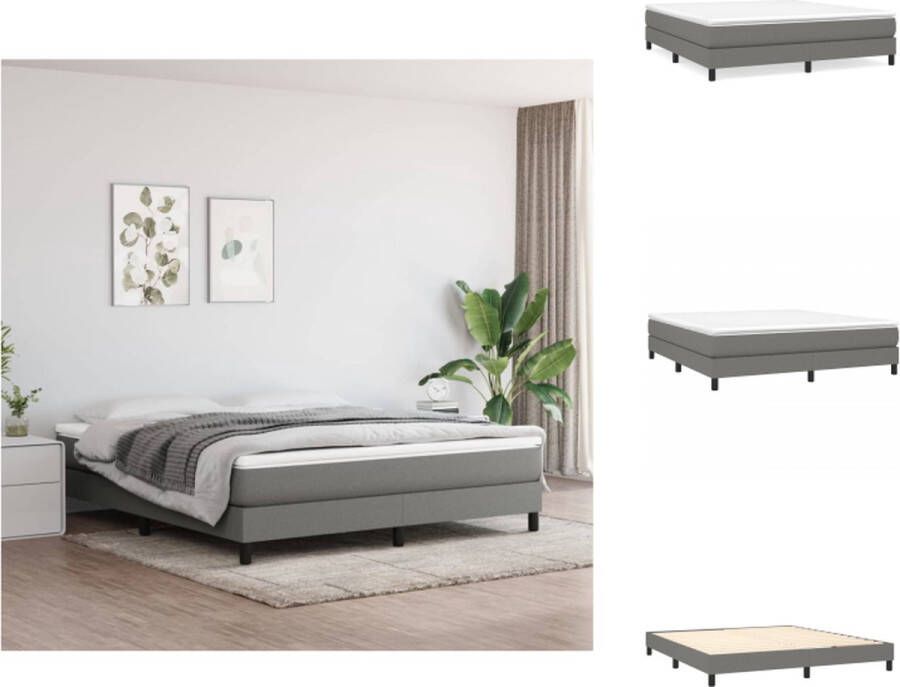 VidaXL Boxspringframe Multiplex 203 x 160 x 25 cm Donkergrijs Stof + Hout Bed - Foto 2