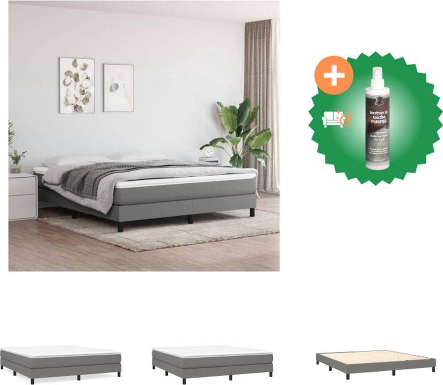 VidaXL Boxspringframe donkergrijs stof 203x160x35 cm duurzaam materiaal ondersteunende poten multiplex lattenbodem matras niet inbegrepen Bed Inclusief Reiniger