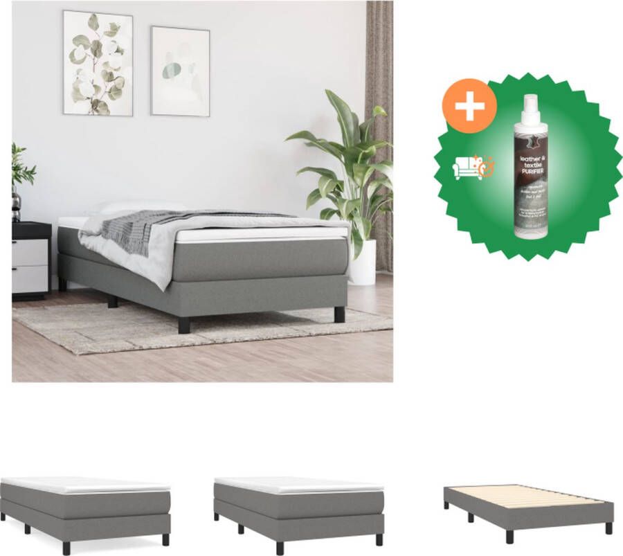 VidaXL Boxspringframe Multiplex lattenbodem Duurzaam ademend Stabiele poten Donkergrijs 203x80x25 cm Geschikt voor 80x200 cm matras Bed Inclusief Reiniger