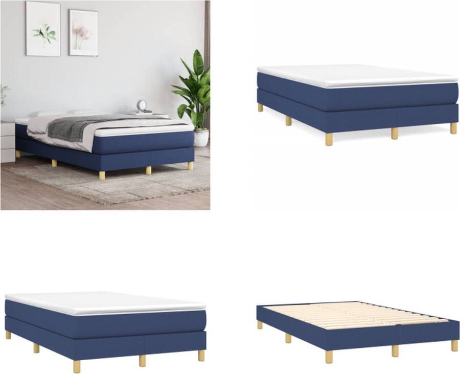VidaXL Boxspringframe stof blauw 120x200 cm Boxspringframe Boxspringframes Bed Ledikant - Foto 4