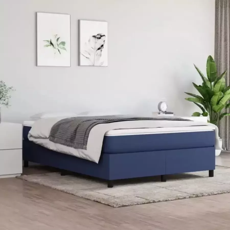 VidaXL Bedframe zonder matras stof blauw 140x190 cm