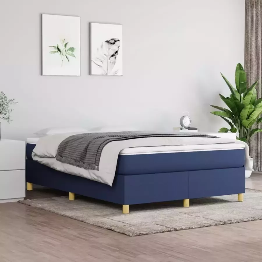 VidaXL Bedframe zonder matras stof blauw 140x190 cm