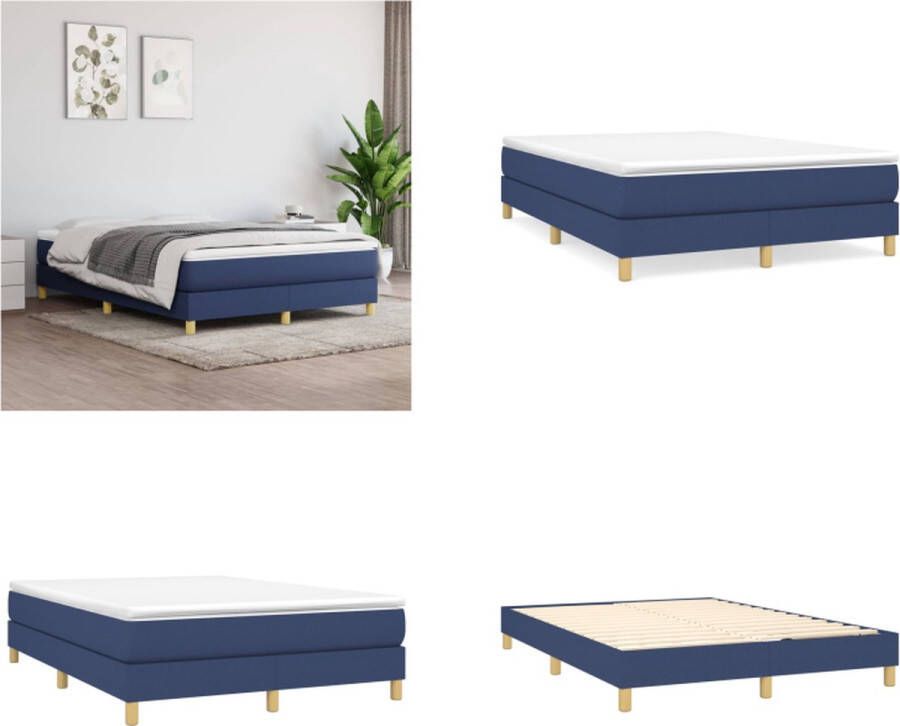 VidaXL Boxspringframe stof blauw 140x190 cm Boxspringframe Boxspringframes Bed Ledikant - Foto 3