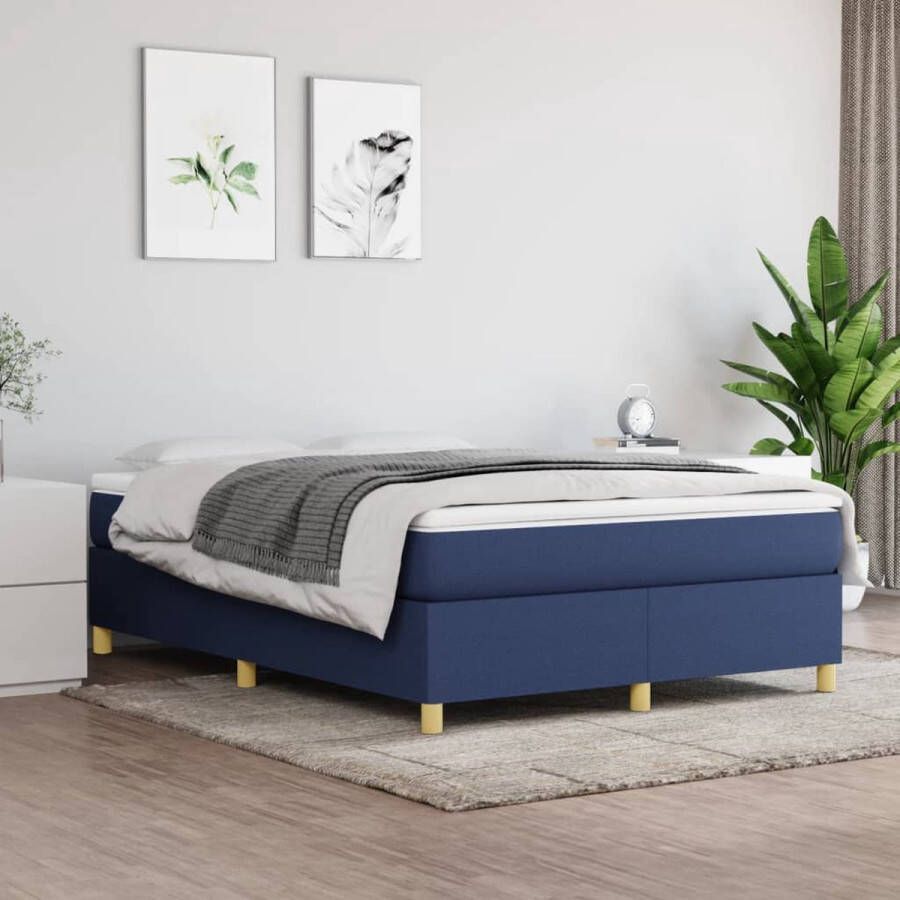 VidaXL Bedframe zonder matras stof blauw 140x200 cm
