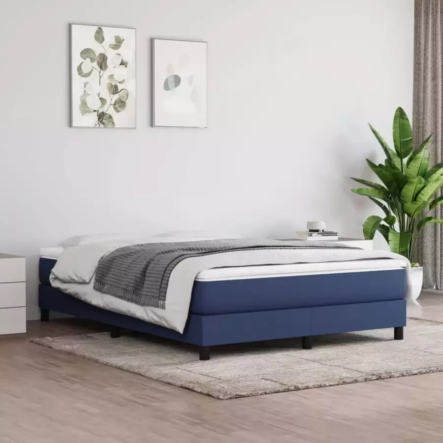 VidaXL Bedframe zonder matras stof blauw 140x200 cm