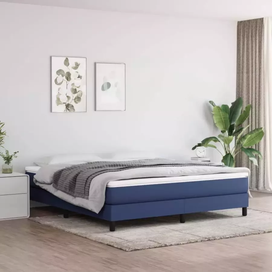 VidaXL Bedframe zonder matras stof blauw 160x200 cm