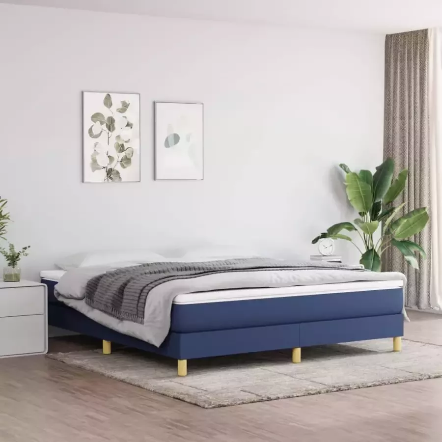 VidaXL Bedframe zonder matras stof blauw 160x200 cm