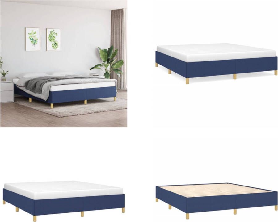 VidaXL Boxspringframe stof blauw 160x200 cm Boxspringframe Boxspringframes Bed Ledikant - Foto 2