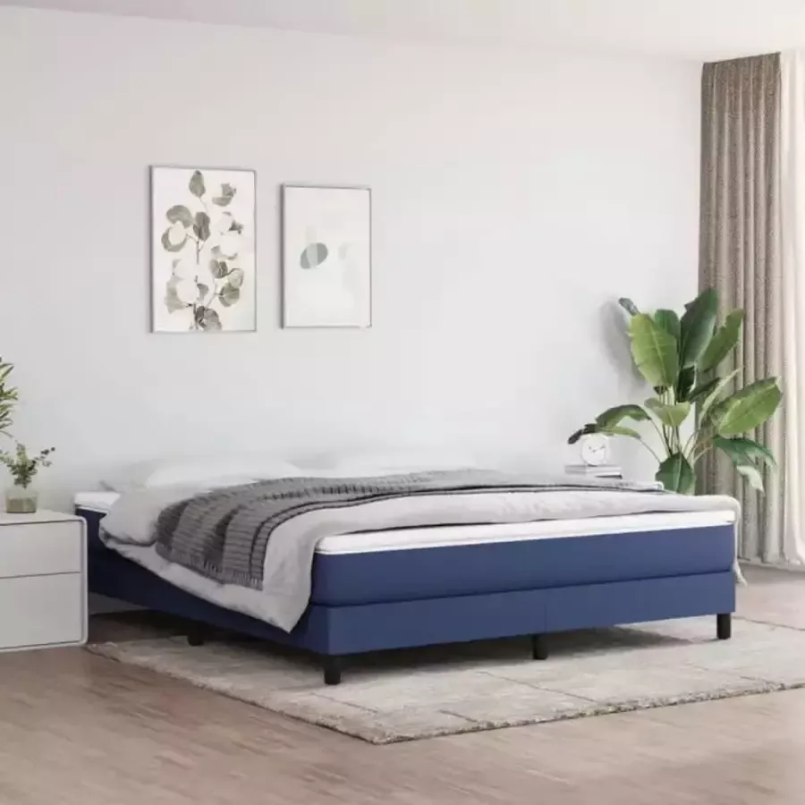 VidaXL Bedframe zonder matras stof blauw 180x200 cm