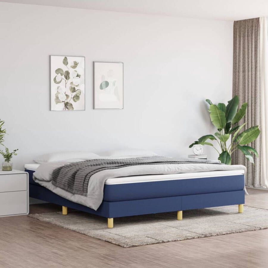VidaXL Bedframe zonder matras stof blauw 180x200 cm