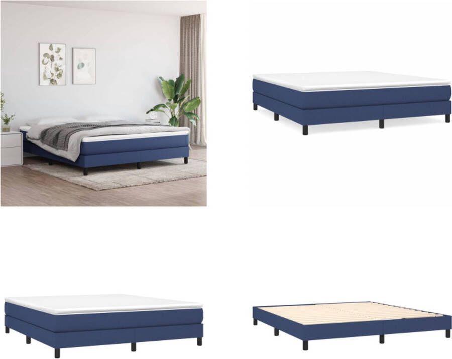 VidaXL Boxspringframe stof blauw 180x200 cm Boxspringframe Boxspringframes Bed Ledikant - Foto 3