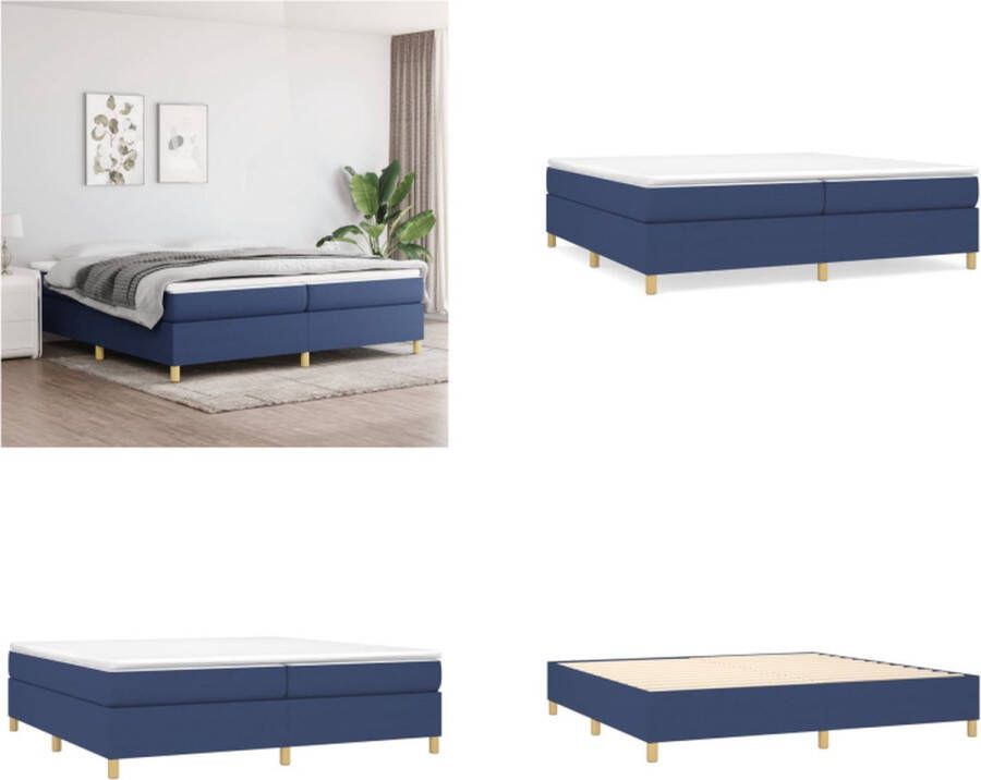 VidaXL Boxspringframe stof blauw 200x200 cm Boxspringframe Boxspringframes Bed Ledikant - Foto 4