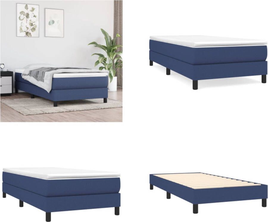 VidaXL Bedframe zonder matras 90x190 cm stof blauw Bedframe Bedframes Slaapmeubel Bedbodem - Foto 2