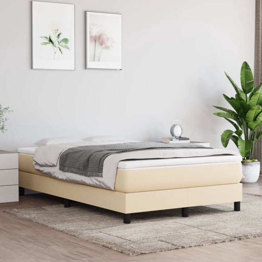 VidaXL Bedframe zonder matras 120x200 cm stof crÃ¨mekleurig