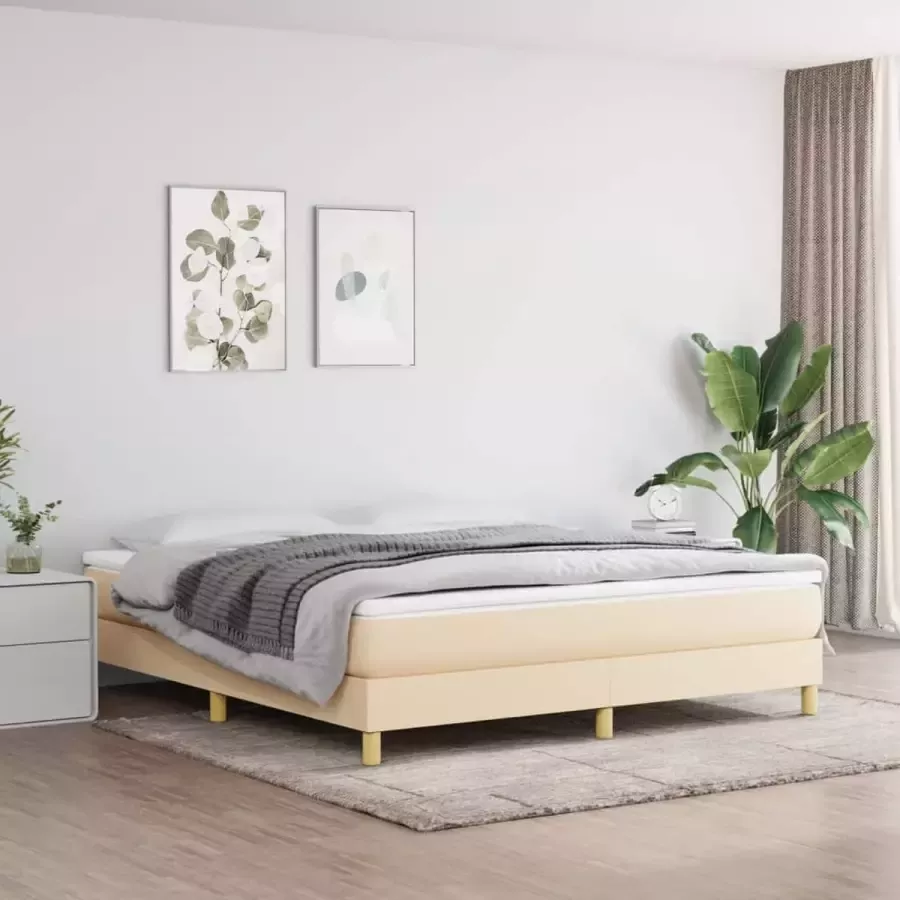 VidaXL Bedframe zonder matras stof crÃ¨mekleurig 180x200 cm