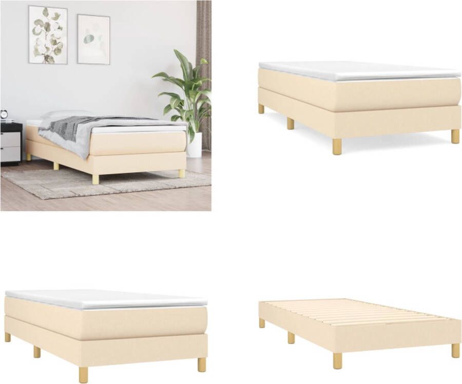 VidaXL Bedframe zonder matras 80x200 cm stof crèmekleurig Bedframe Bedframes Slaapmeubel Bedbodem - Foto 6