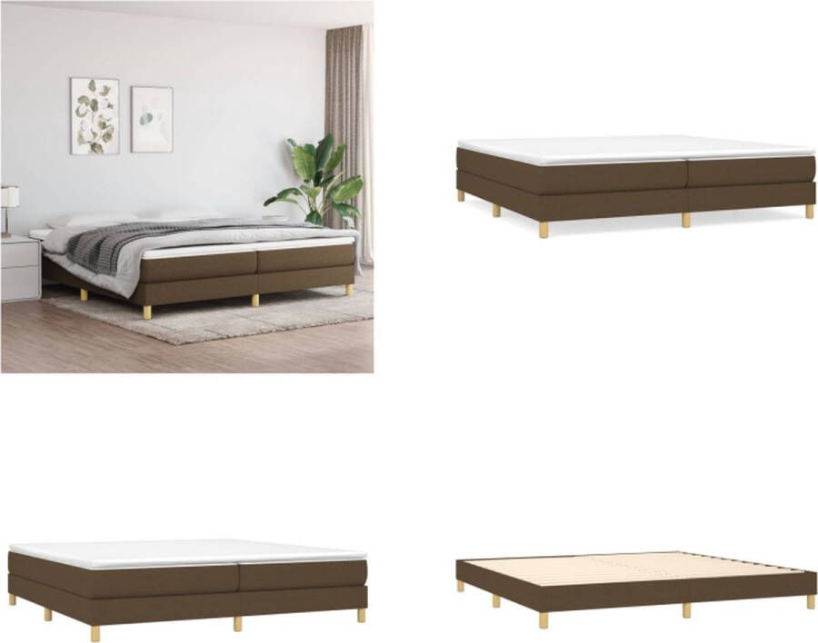 VidaXL Boxspringframe stof donkerbruin 200x200 cm Boxspringframe Boxspringframes Bed Ledikant - Foto 4
