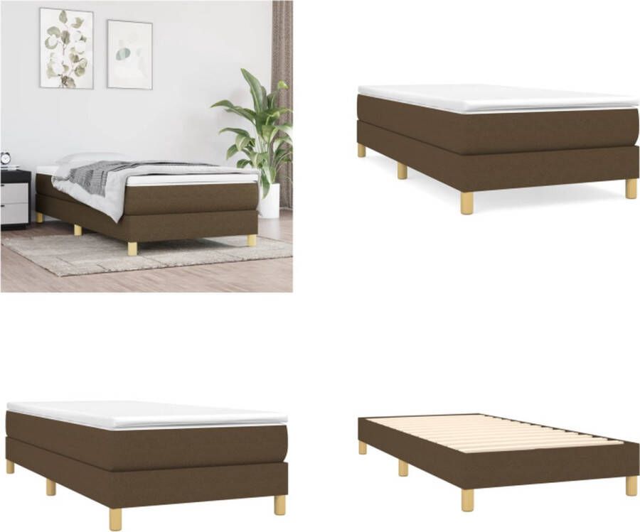 VidaXL Bedframe zonder matras 90x190 cm stof donkerbruin Bedframe Bedframes Slaapmeubel Bedbodem - Foto 4