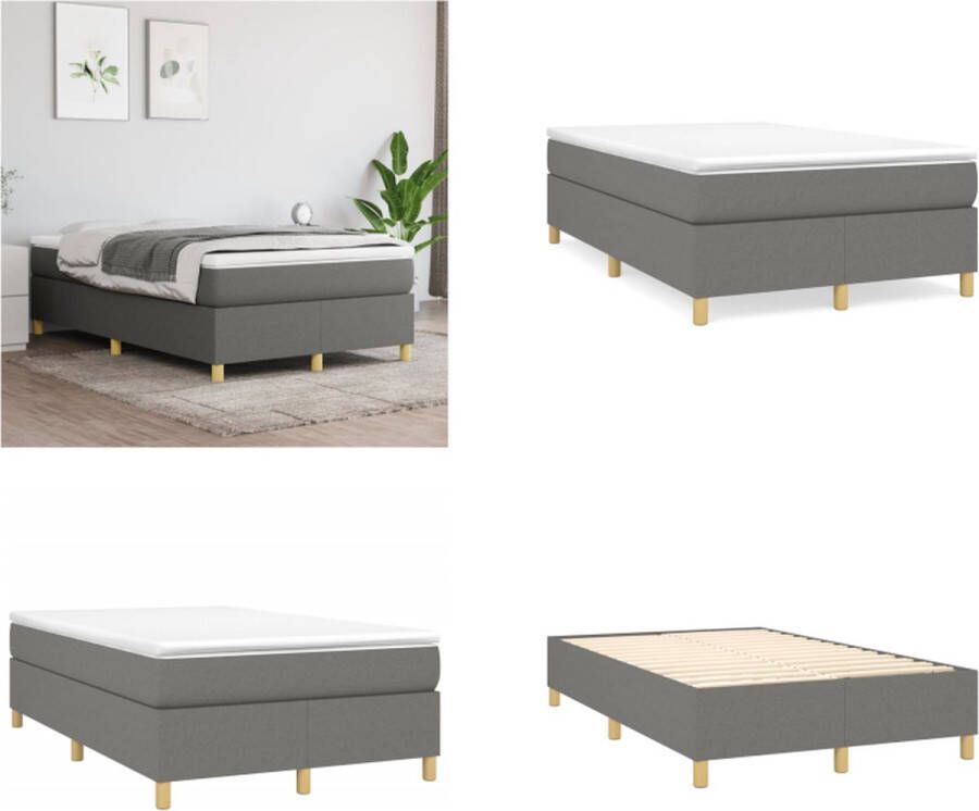 VidaXL Boxspringframe stof donkergrijs 120x200 cm Boxspringframe Boxspringframes Bed Ledikant - Foto 2