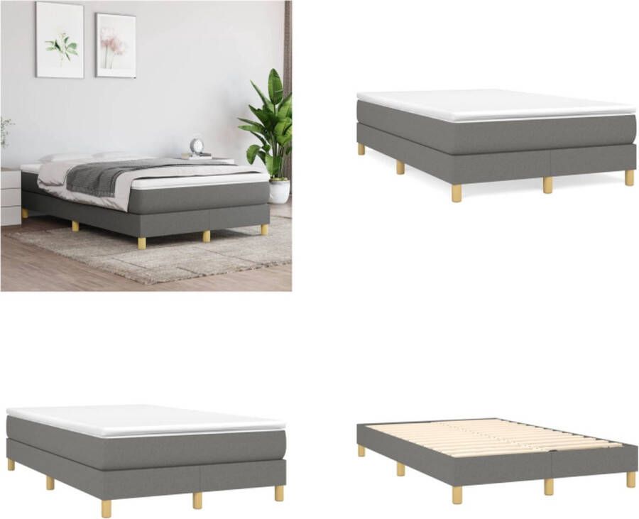 VidaXL Boxspringframe stof donkergrijs 120x200 cm Boxspringframe Boxspringframes Bed Ledikant - Foto 2