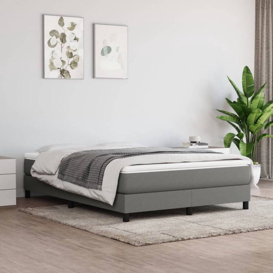 VidaXL Bedframe zonder matras stof donkergrijs 140x190 cm