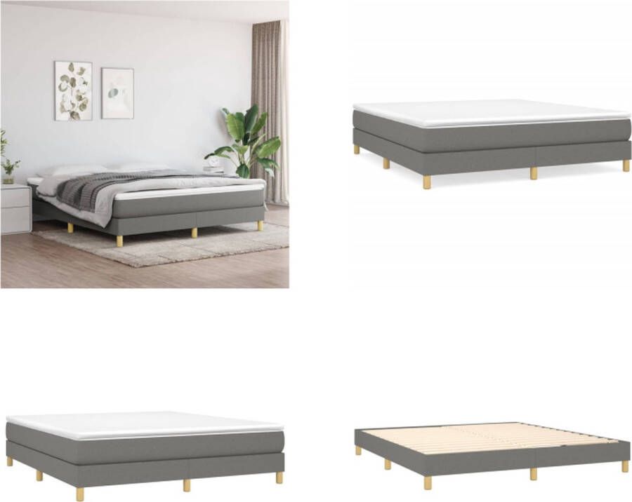 VidaXL Boxspringframe stof donkergrijs 160x200 cm Boxspringframe Boxspringframes Bed Ledikant - Foto 2