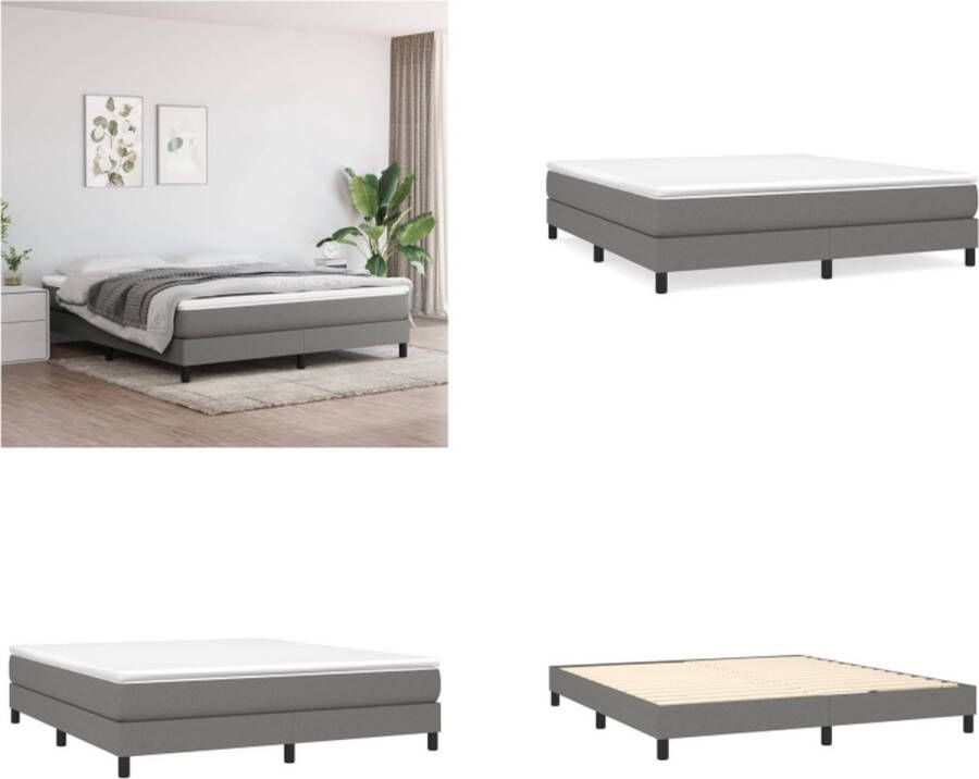 VidaXL Boxspringframe stof donkergrijs 180x200 cm Boxspringframe Boxspringframes Bed Ledikant - Foto 3