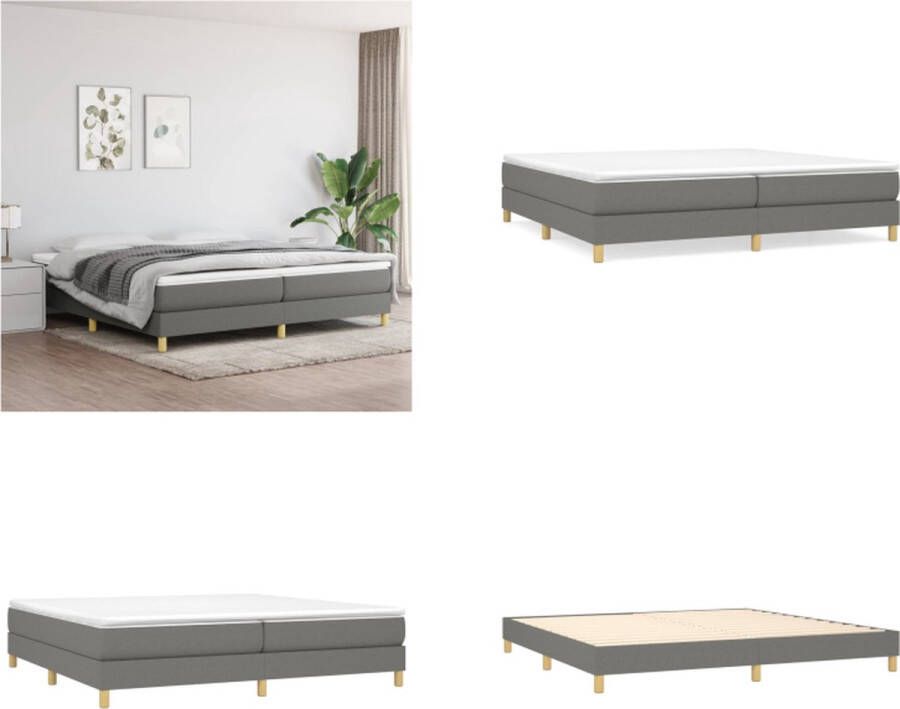 vidaXL Boxspringframe stof donkergrijs 200x200 cm Boxspringframe Boxspringframes Bed Ledikant