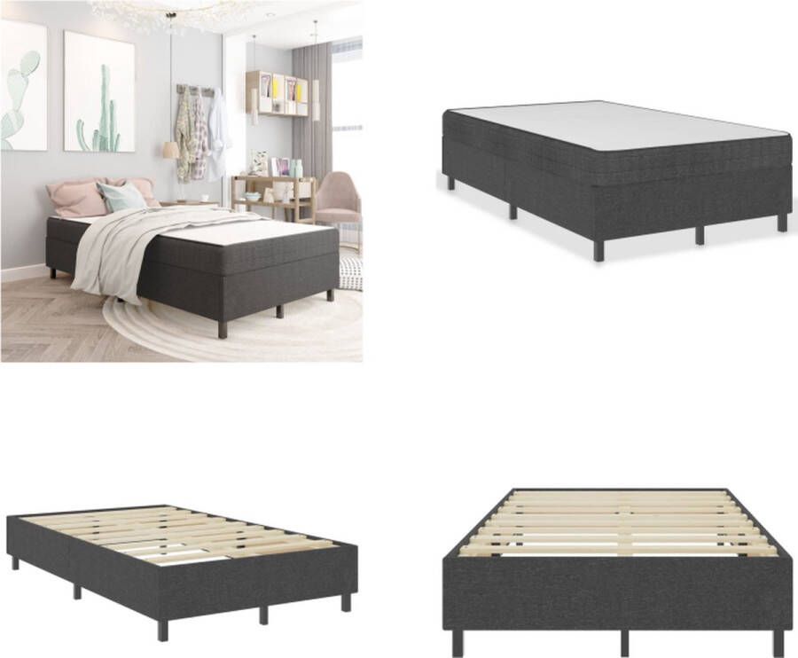 VidaXL Boxspringframe stof grijs 120x200 cm Boxspringframe Boxspringframes Boxspring Boxsprings - Foto 2