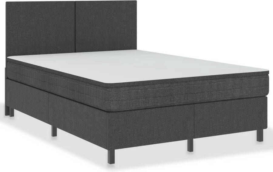 VidaXL Boxspring Donkergrijs 160x200 cm Boxspring Boxsprings Donkere Kleuren Grijs Tweepersoonsbed Stapelbare Boxspring Lederlook Moderne Boxspring Budgetvriendelijk - Foto 3