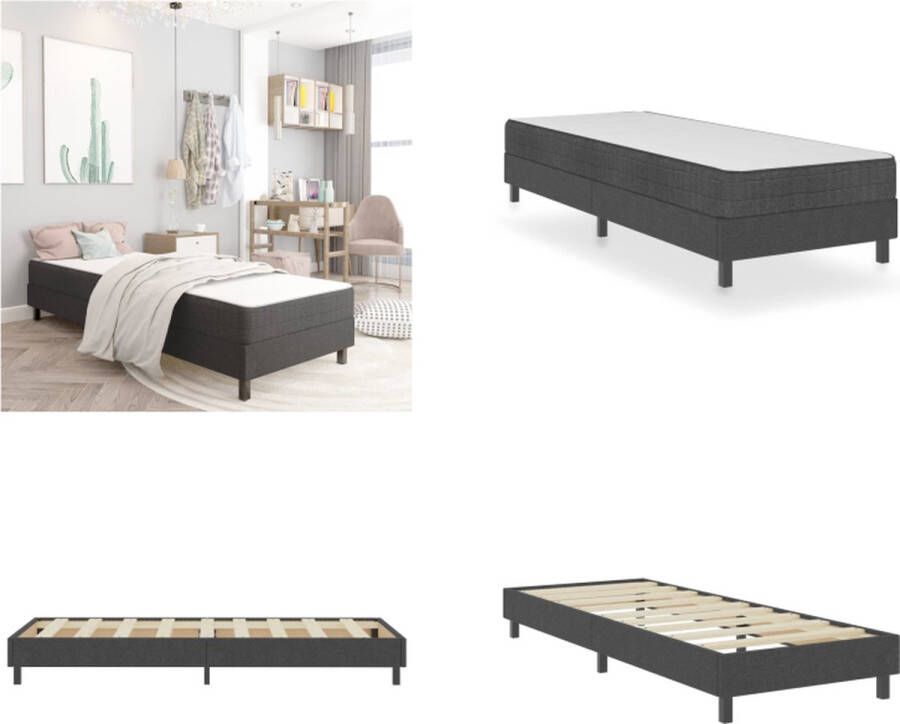 VidaXL Boxspringframe stof grijs 80x200 cm Boxspringframe Boxspringframes Boxspring Boxsprings - Foto 2