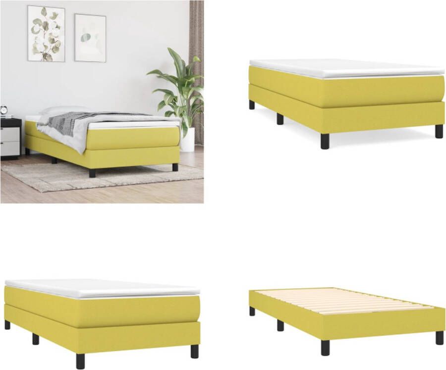 VidaXL Boxspringframe stof groen 80x200 cm Boxspringframe Boxspringframes Bed Ledikant - Foto 2