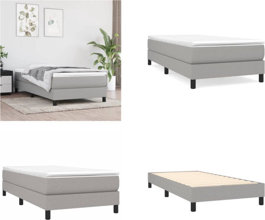 vidaXL Boxspringframe stof lichtgrijs 100x200 cm Boxspringframe Boxspringframes Bed Ledikant