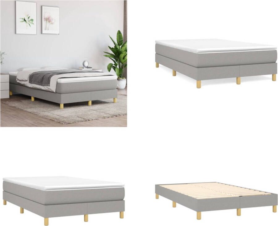 VidaXL Boxspringframe stof lichtgrijs 120x200 cm Boxspringframe Boxspringframes Bed Ledikant - Foto 2
