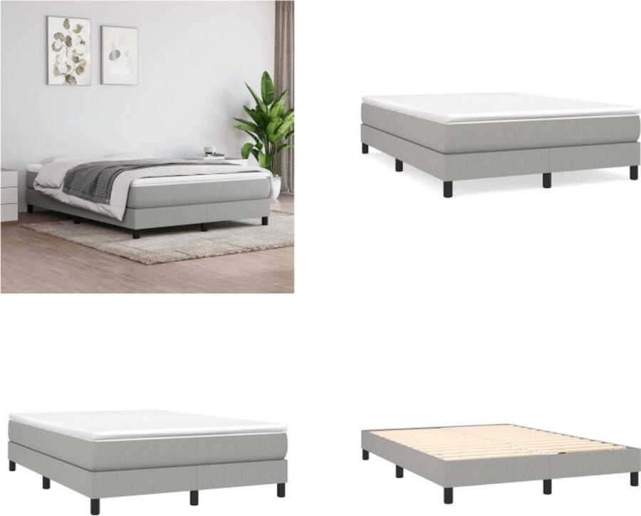 VidaXL Boxspringframe stof lichtgrijs 140x190 cm Boxspringframe Boxspringframes Bed Ledikant - Foto 2
