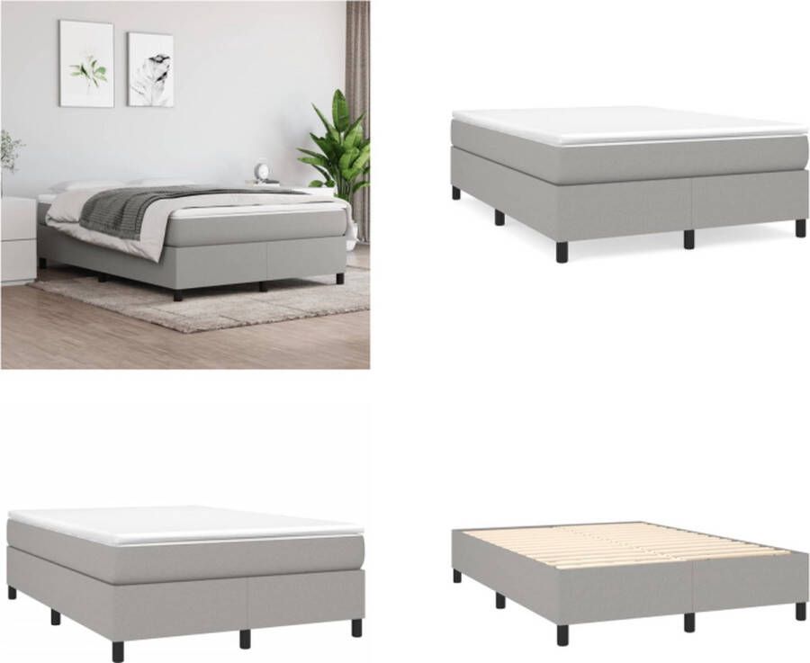 VidaXL Boxspringframe stof lichtgrijs 140x200 cm Boxspringframe Boxspringframes Bed Ledikant - Foto 2