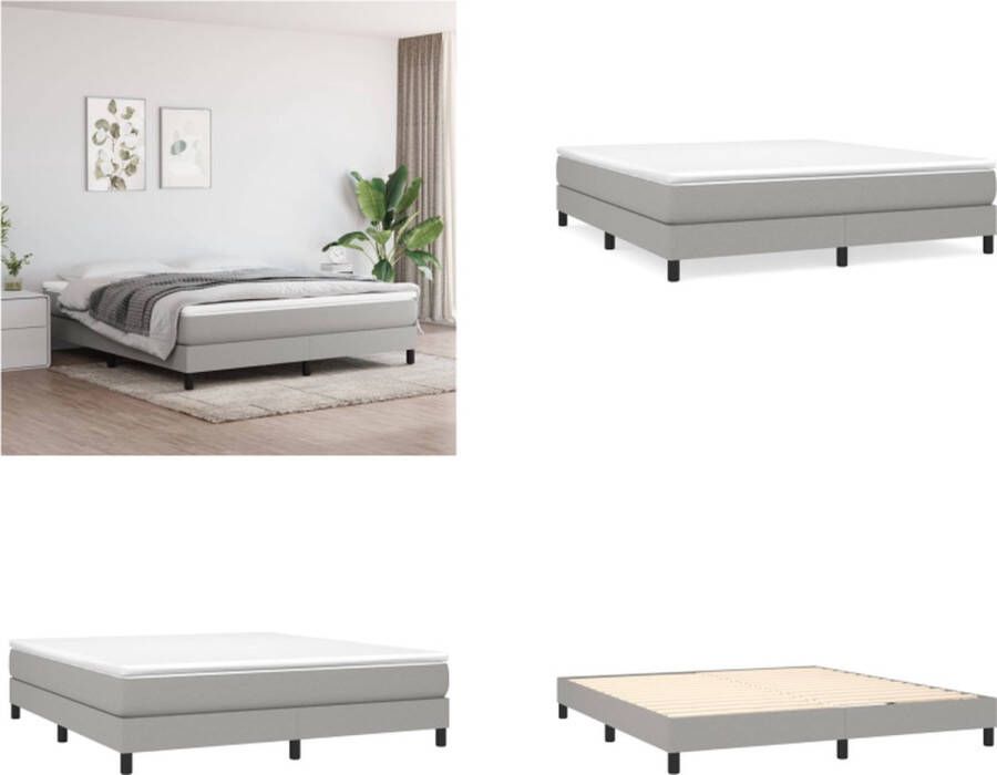 VidaXL Boxspringframe stof lichtgrijs 180x200 cm Boxspringframe Boxspringframes Bed Ledikant - Foto 2