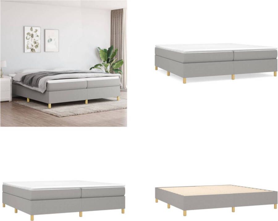 VidaXL Boxspringframe stof lichtgrijs 200x200 cm Boxspringframe Boxspringframes Bed Ledikant - Foto 2