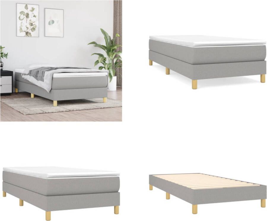 VidaXL Bedframe zonder matras 80x200 cm stof lichtgrijs Bedframe Bedframes Slaapmeubel Bedbodem - Foto 2