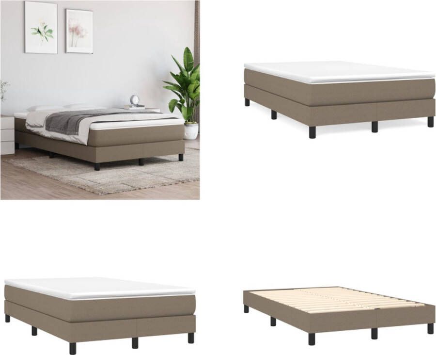 VidaXL Boxspringframe stof taupe 120x200 cm Boxspringframe Boxspringframes Bed Ledikant - Foto 3