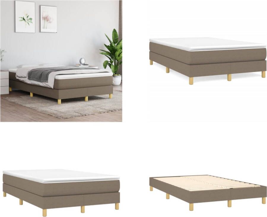 vidaXL Boxspringframe stof taupe 120x200 cm Boxspringframe Boxspringframes Bed Ledikant