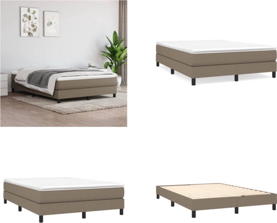 VidaXL Boxspringframe stof taupe 140x190 cm Boxspringframe Boxspringframes Bed Ledikant - Foto 3