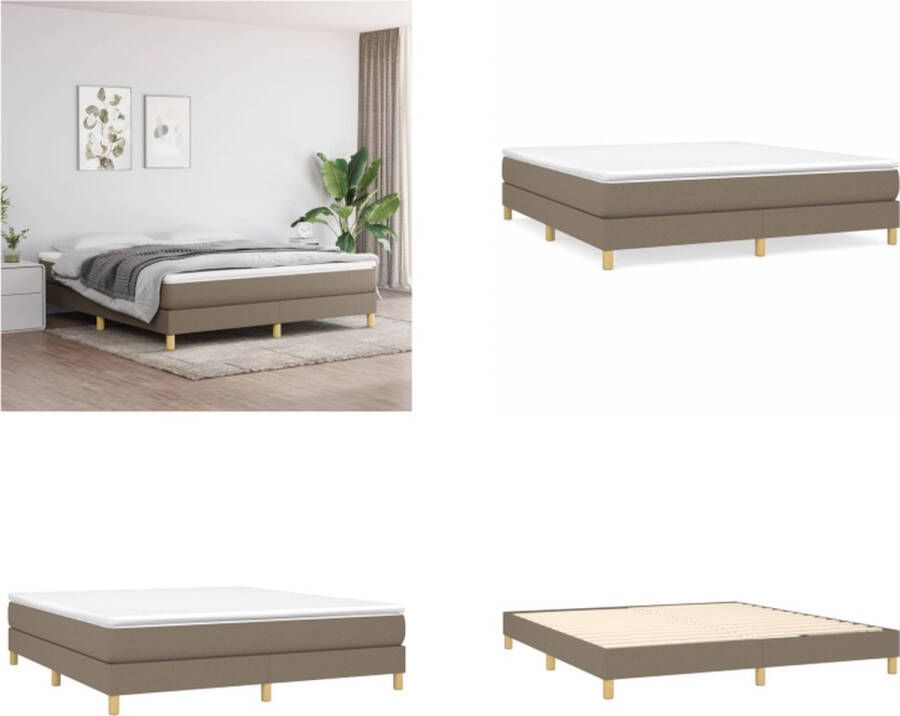 VidaXL Boxspringframe stof taupe 180x200 cm Boxspringframe Boxspringframes Bed Ledikant - Foto 2