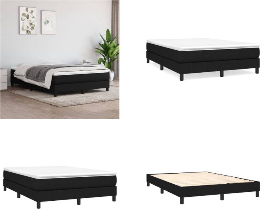 VidaXL Boxspringframe stof zwart 140x190 cm Boxspringframe Boxspringframes Bed Ledikant - Foto 3