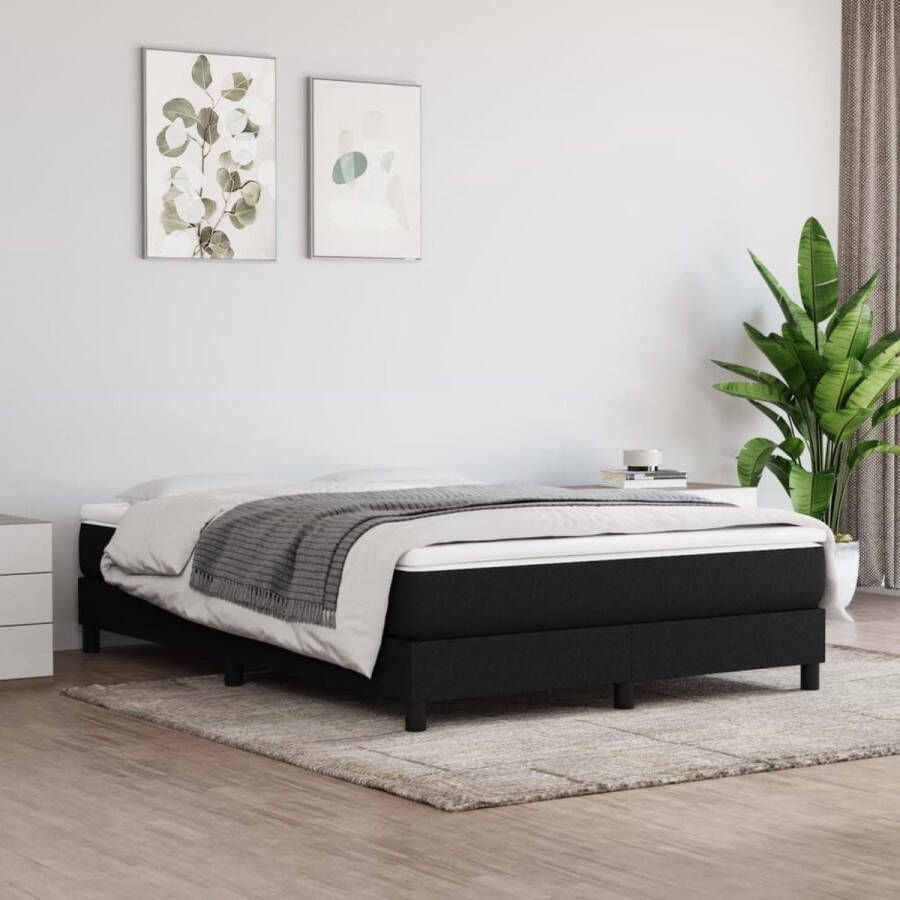 VidaXL Bedframe zonder matras stof zwart 140x200 cm