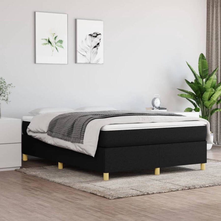 VidaXL Bedframe zonder matras stof zwart 140x200 cm