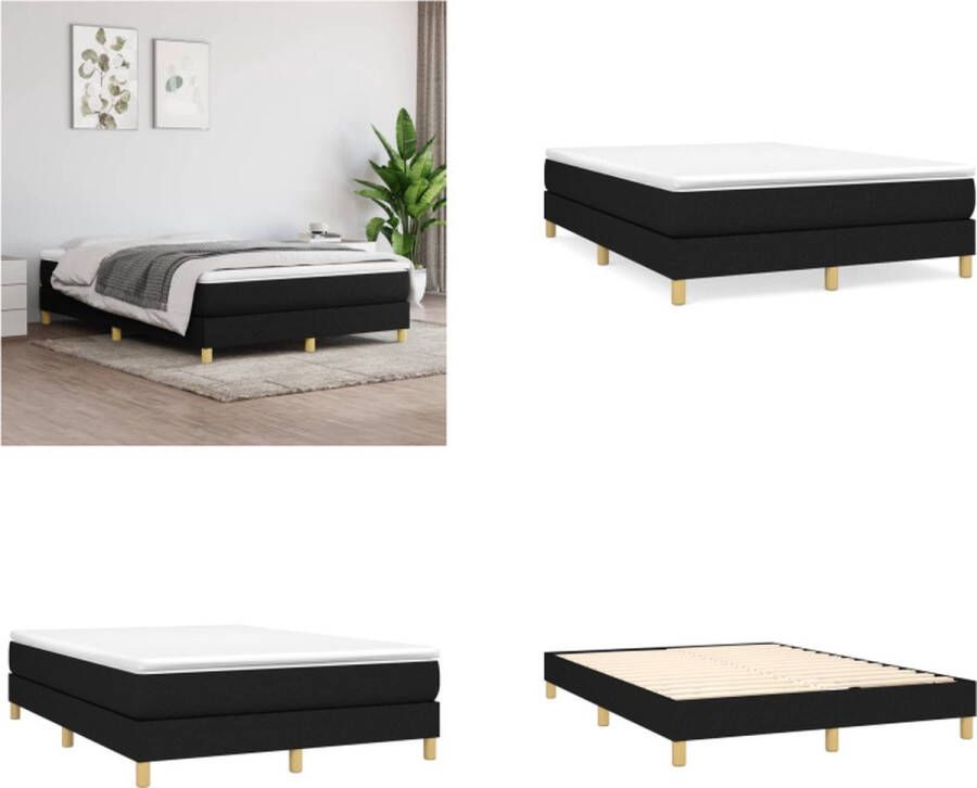 VidaXL Boxspringframe stof zwart 140x200 cm Boxspringframe Boxspringframes Bed Ledikant - Foto 3