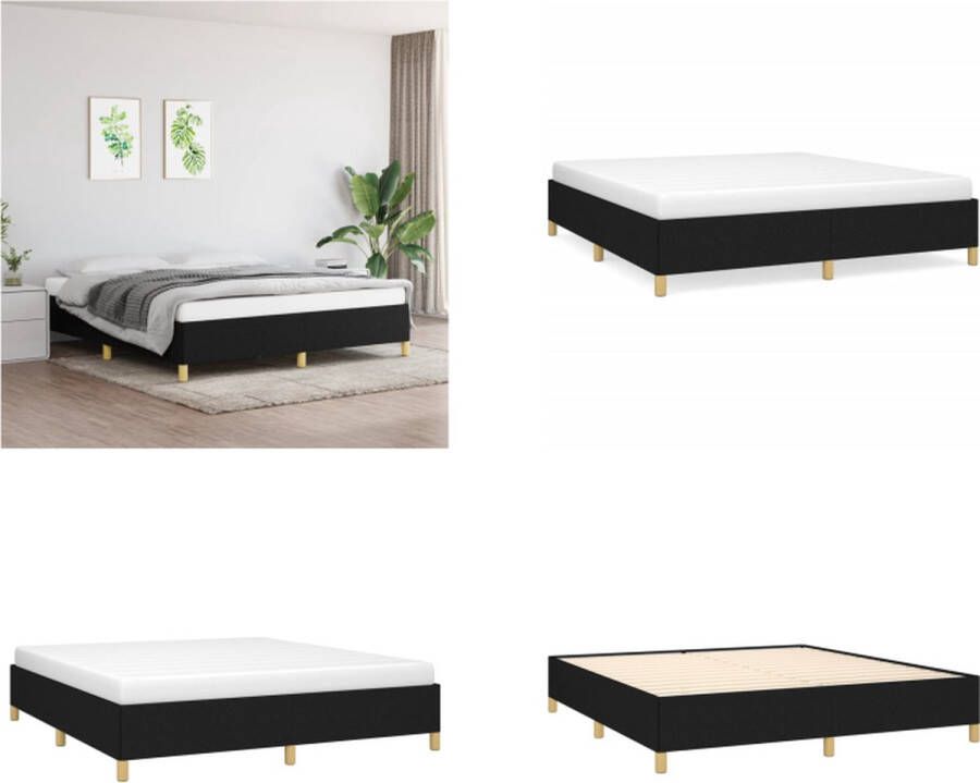 VidaXL Boxspringframe stof zwart 160x200 cm Boxspringframe Boxspringframes Bed Ledikant - Foto 3
