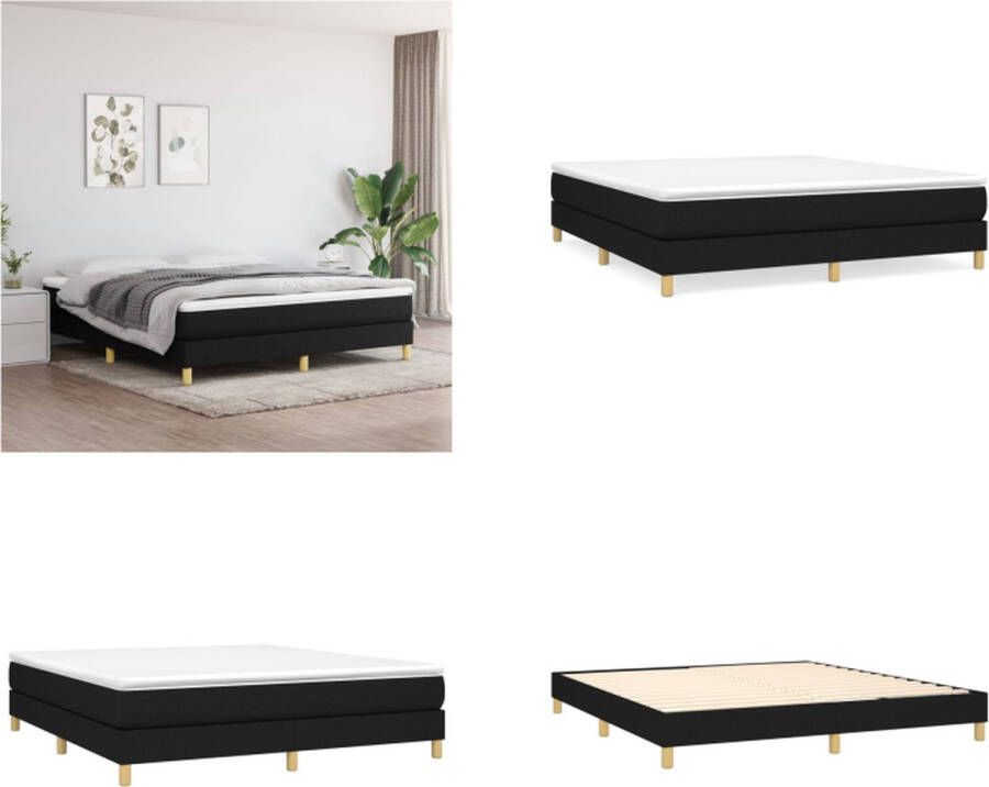 VidaXL Boxspringframe stof zwart 180x200 cm Boxspringframe Boxspringframes Bed Ledikant