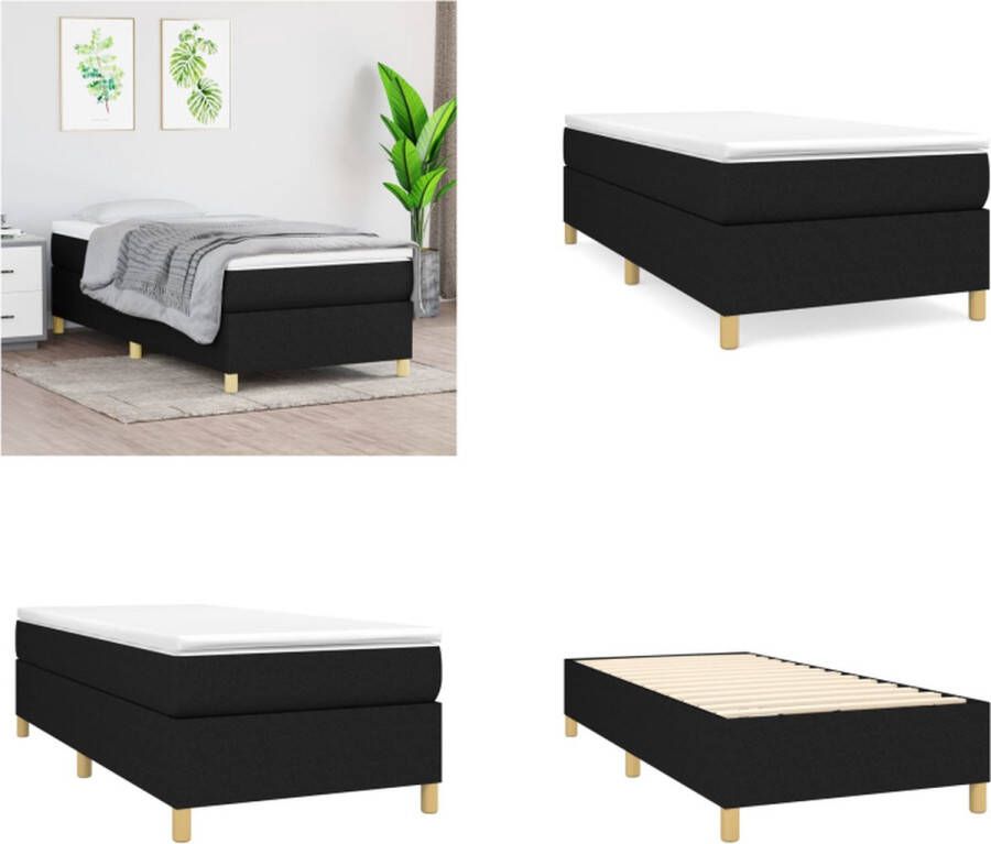 VidaXL Bedframe zonder matras 80x200 cm stof zwart Bedframe Bedframes Slaapmeubel Bedbodem - Foto 2